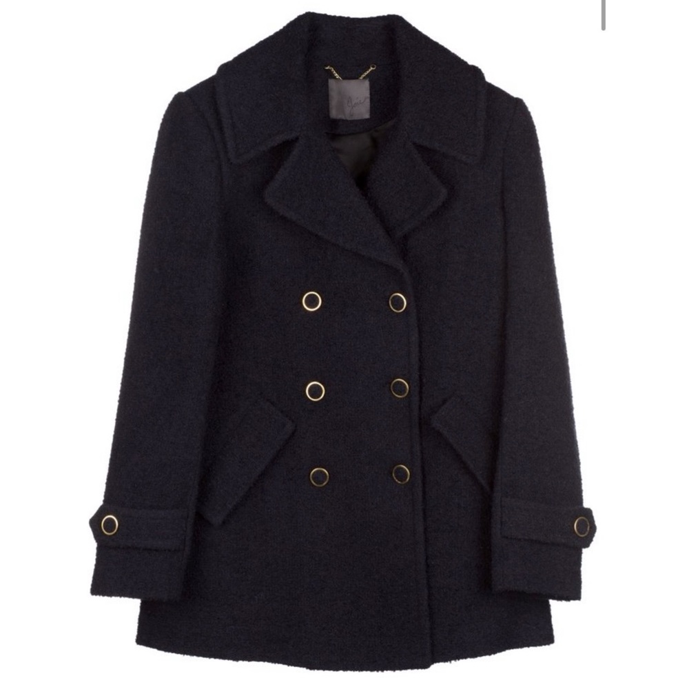 Boucle-textured short peacoat